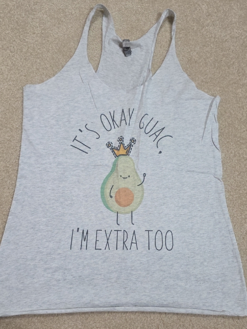 Next Level Apparel Light Gray Avocado Graphic Racerback Tank